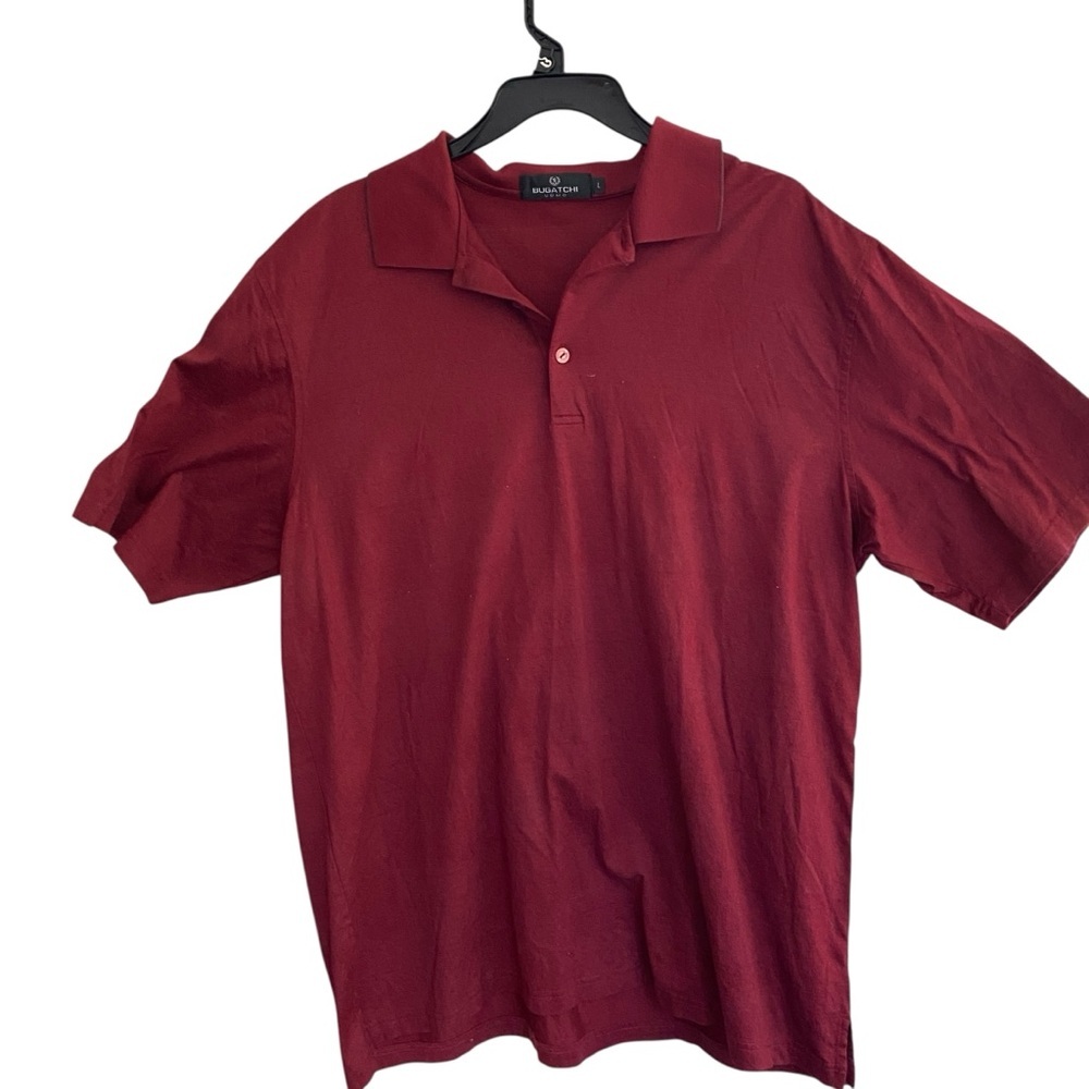 BUGATCHI UOMO Burgundy Red Mercerized Cotton Polo Golf S/S Shirt Mens Size Large